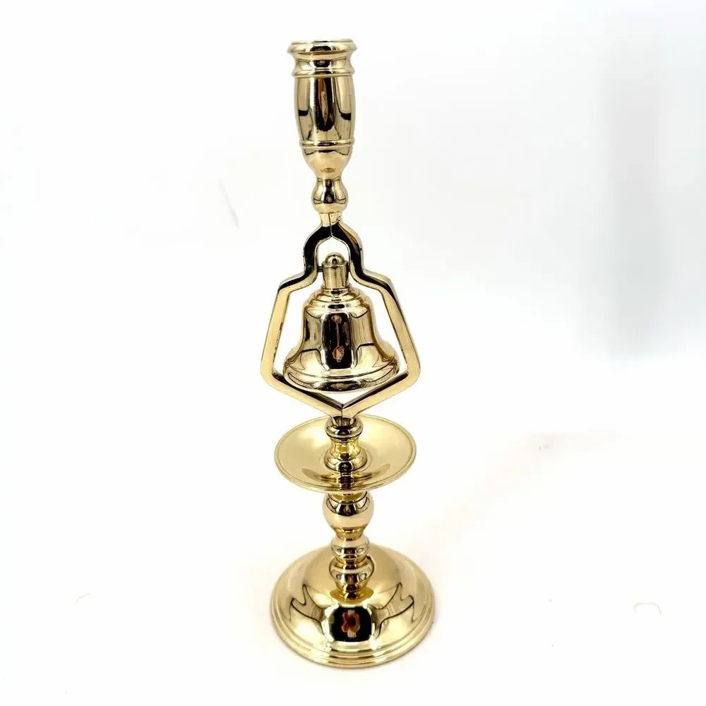 Vintage Baldwin Solid Polished Brass Tavern Bell Taper Candlestick Holder